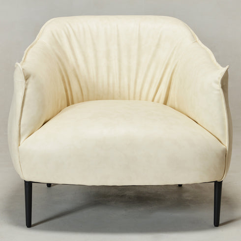 Kadar Leather Barrel Chair-White Modern Leather Chair | Accent Chairs | Kinwell Furniture | Barrel Chairs